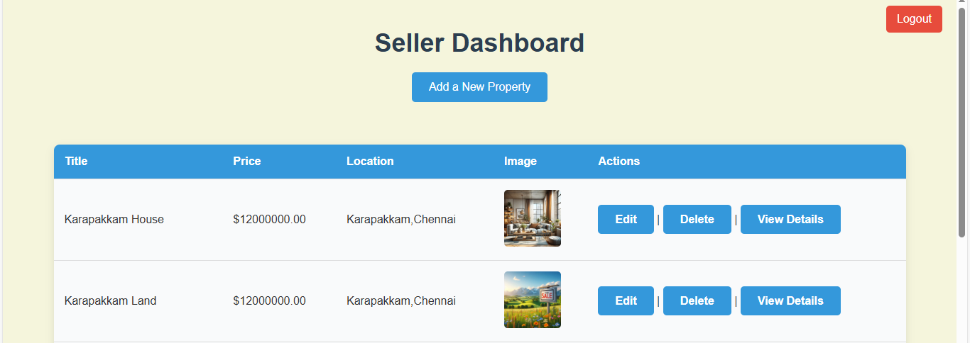 Real Estate Listing platform screenshot