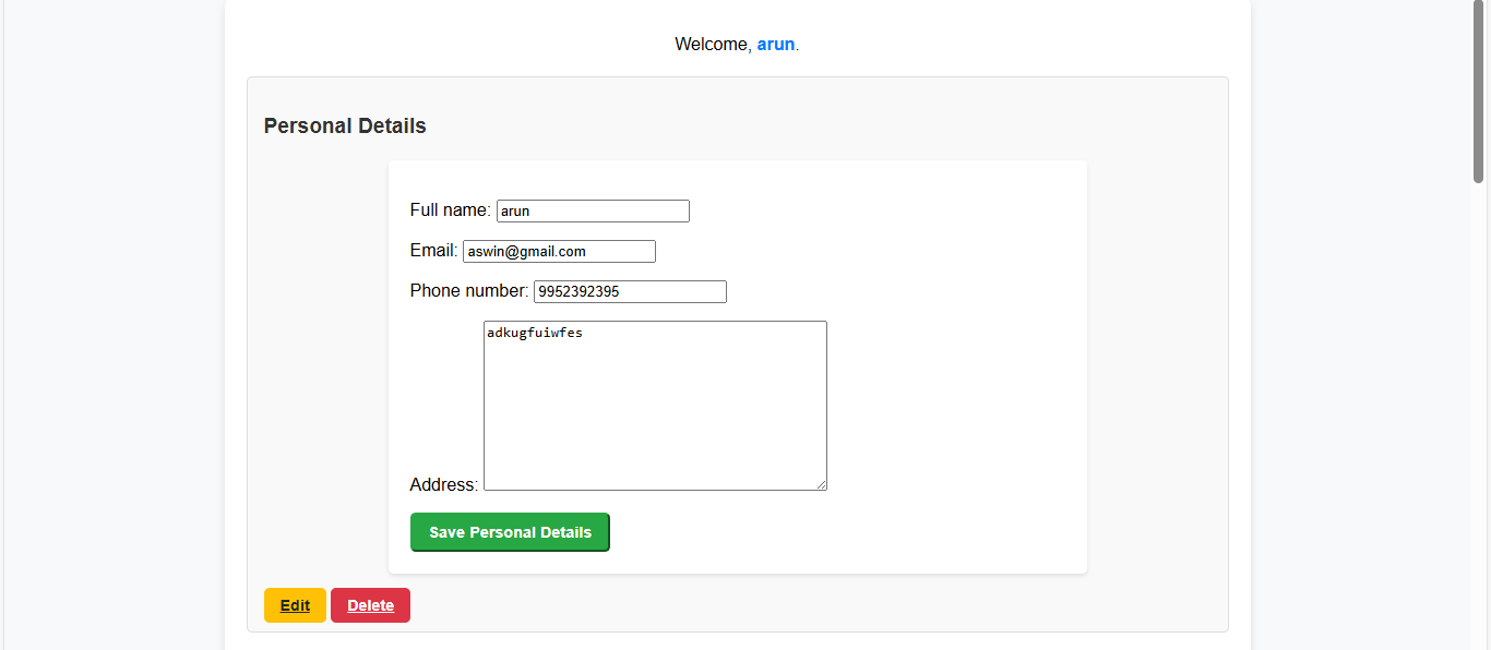 Resume Generator application screenshot